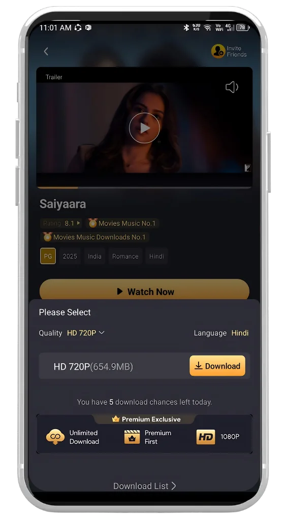 Download option to watch offline