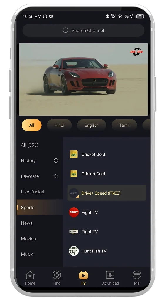 Live Broadcast of TV Channels